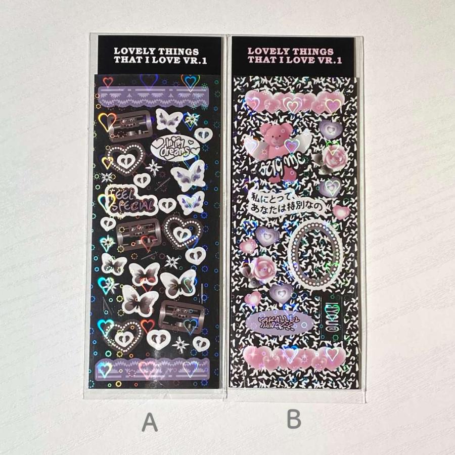 ステッカー シール 可愛い 韓国 キラキラ 黒 ピンク 蝶 バタフライ