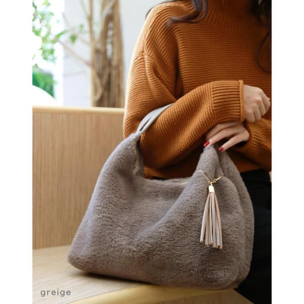 もこもこ エコファー バルーントート 2Way ミニ ショルダー バッグ 