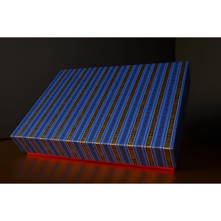 超豪華版A4サイズ友禅和紙文庫縞ラピスブルー、A4クリアファイル、A4箱