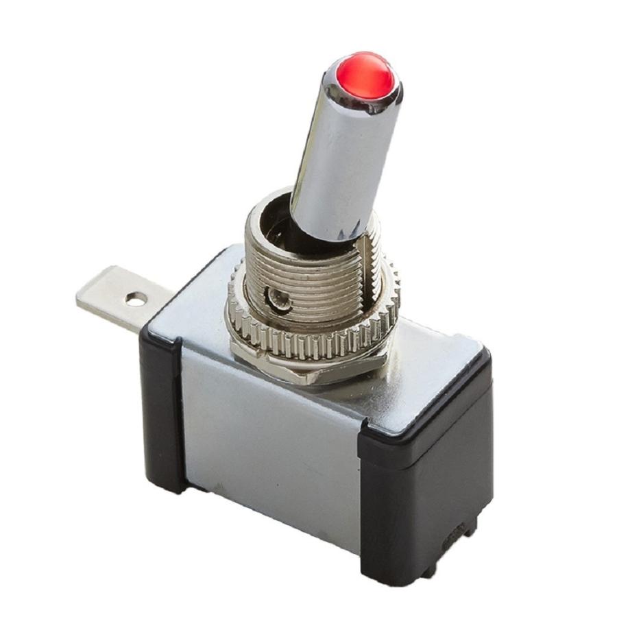 トグルスイッチ パイロットランプ付 レッド ON-OFF 12/24V共用 ES-109