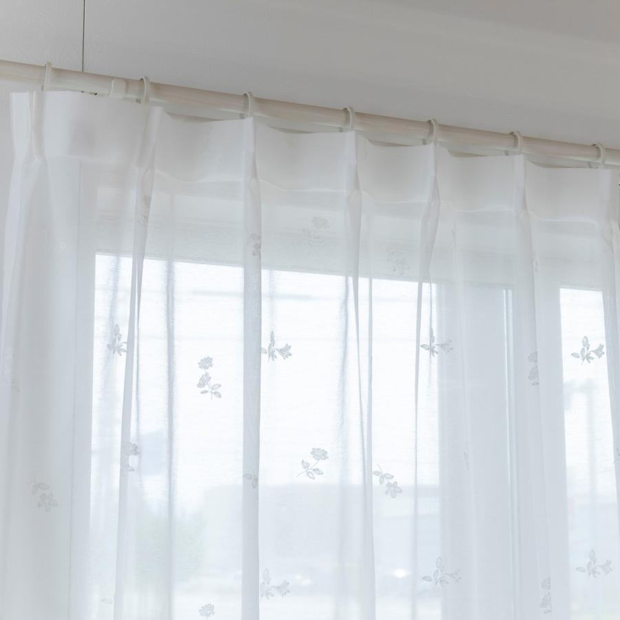 レースカーテン ミラー uvカット おしゃれ 刺繍 2枚組 幅100 洗える 白