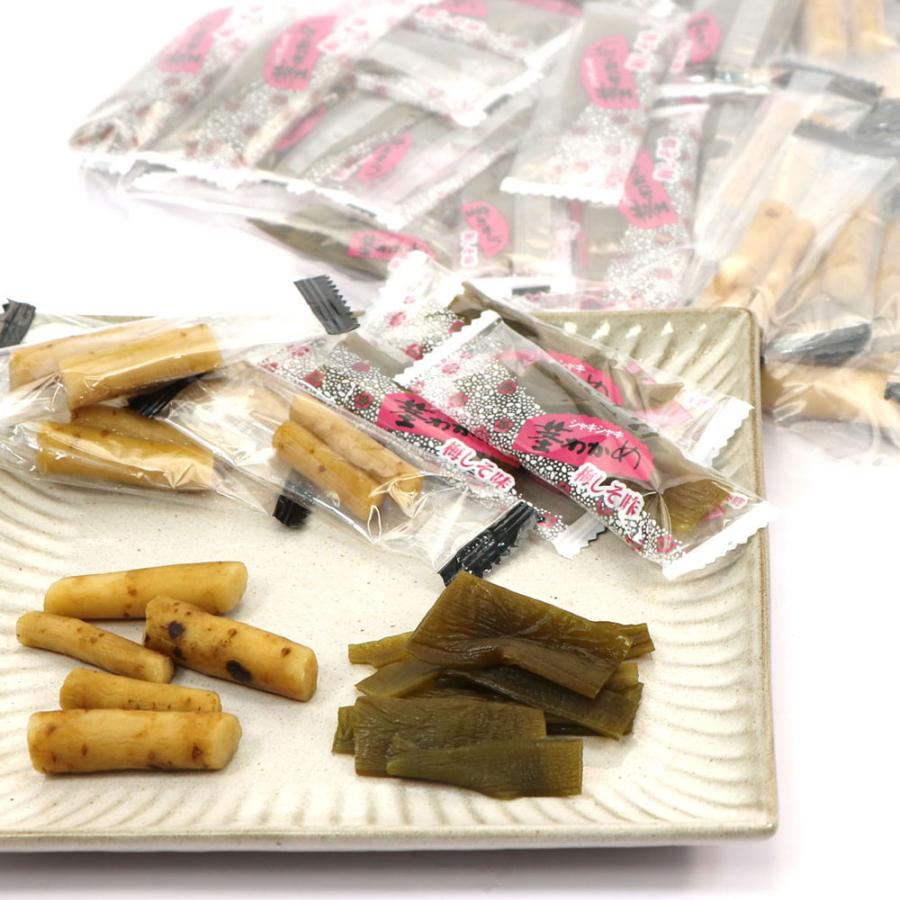 函館えさん昆布の会 【茎わかめ 梅しそ味 ＆ 酢ごぼうスティック 2種