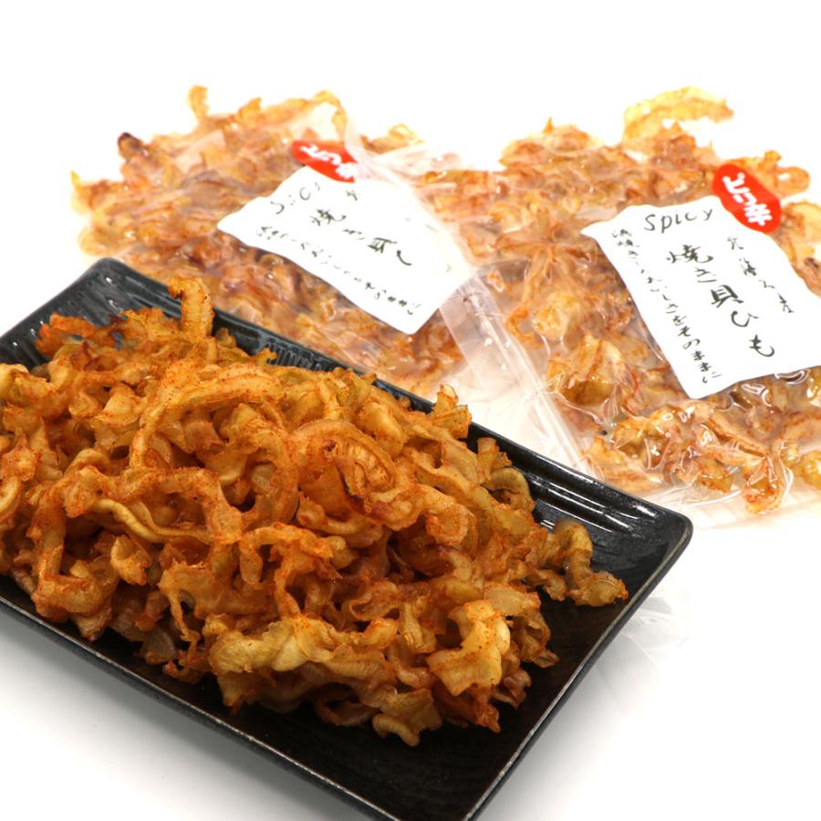 激辛 貝ひも ほたて焼き貝ひも 国産 120g（60g×2袋セット） 炙り ホタテ貝ひも おつまみ ピリ辛 かいひも 貝ひも 辛 辛口 おつまみ 珍味 メール便 送料無料｜hakodate-e-kombu｜03