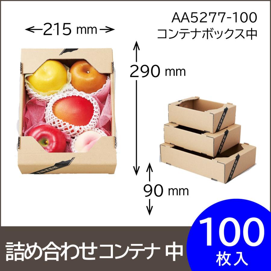果物詰め合わせ用コンテナボックス中　果物箱　プレゼントボックス　贈答ケース ディスプレイ 店頭販売 積み上げ 桃 りんご オレンジ トマト 100枚入 （AA5277）
