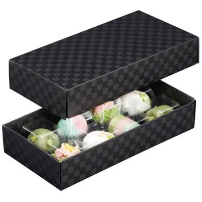 和菓子の箱）黒ルミアG 8個箱（市松柄）/100枚入（19-306） : 箱の店