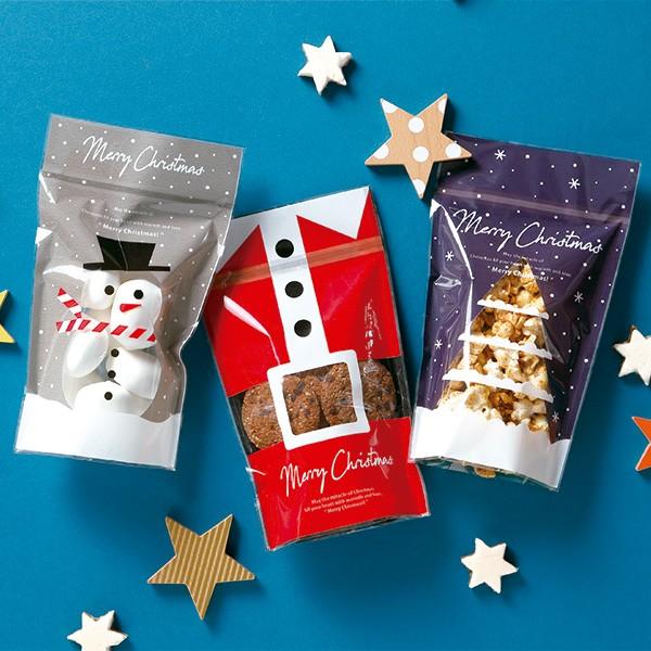 クリスマスパッケージ）チャック付スタンド袋 サンタ 【小口】/100枚入