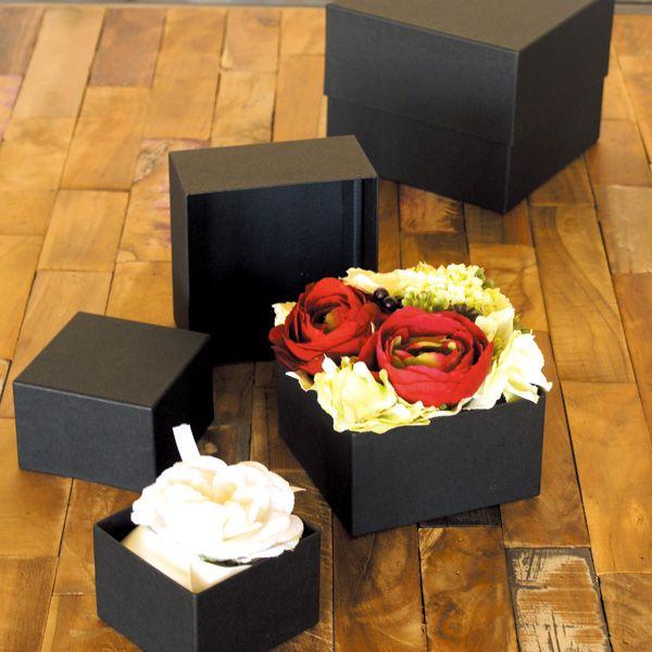 花用ギフトボックス）キューブブラック M/20枚入（F-522） : 箱の店
