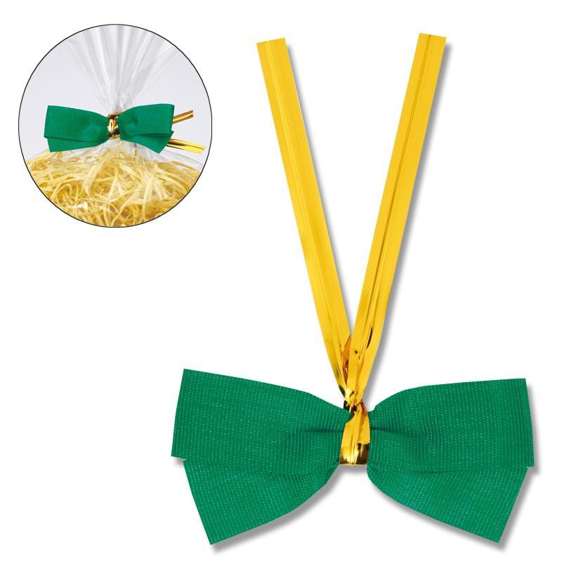 シモジマ （タイ付リボン）クイックリボン 12mm巾 ミドリ 20個入/1束入