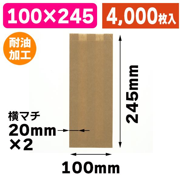 （食品テイクアウト袋）食品袋 耐油ガゼットパック ロング 未晒無地/4000枚入（K05-4901755365351-4S）
