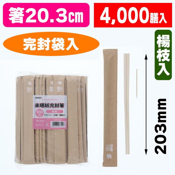 （割り箸）アスペン元禄箸 未晒紙完封 無地100膳/40袋入（K05-4901755667097-4J）