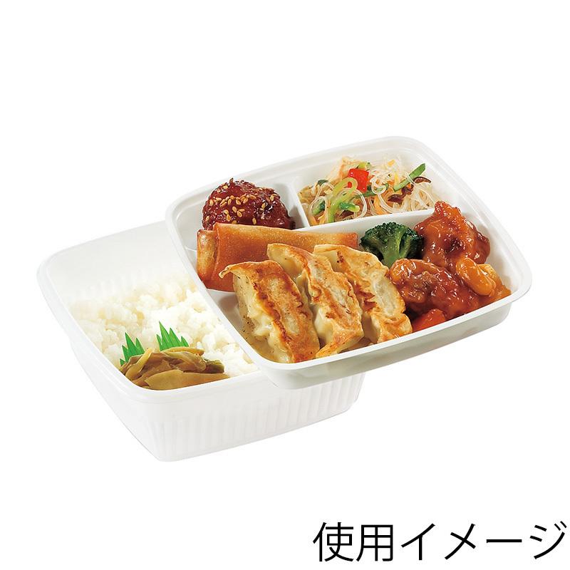食品テイクアウト容器）二段弁当容器 中仕切り BF-210-B ホワイト/50枚