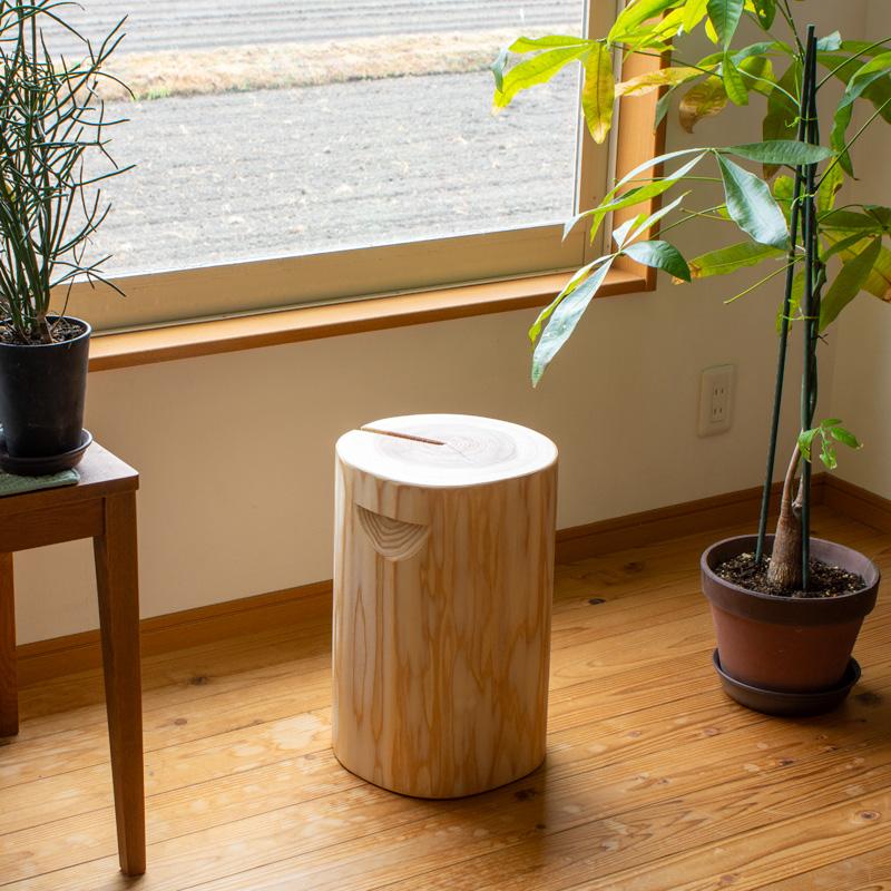 吉野杉 間伐材の丸太スツール 椅子 プランターシェルフ プランター