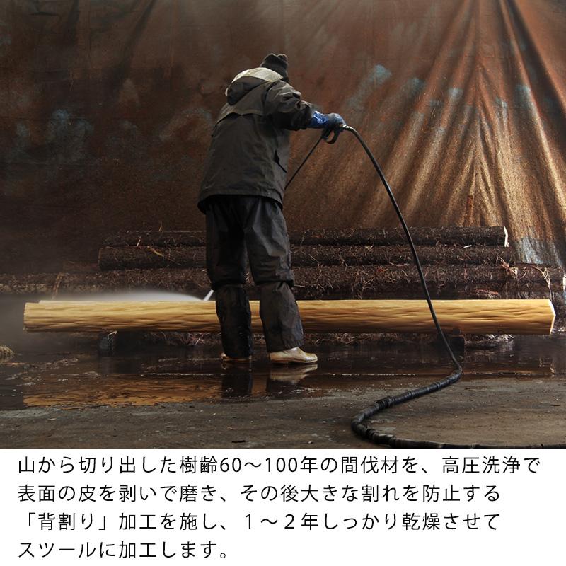 吉野杉 間伐材の丸太スツール 椅子 プランターシェルフ プランタースタンド サイドテーブル オイル仕上げ 日本製 爆買_3