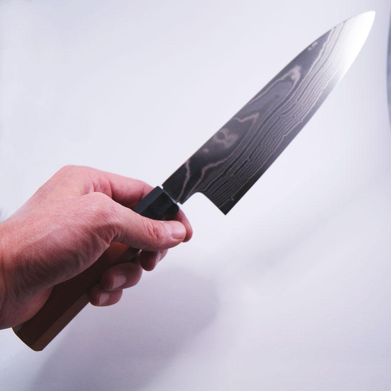 堺箱八 牛刀包丁 シェフナイフ AUS-10ニッケル墨流し 8寸 : 無垢材家具