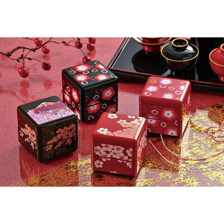 HAKOYA ミニ重箱 ミニお重珍味角 160ml 梨地桜富士 桜詩 日本製