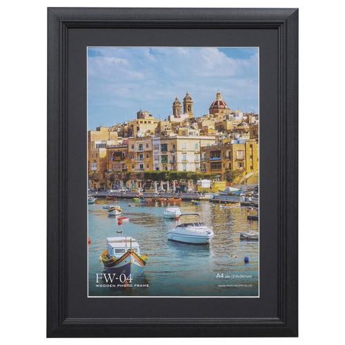 ハクバ 木製額縁 FW-04 A4サイズ ブラック FW-4-BKA4 4977187496765 | 