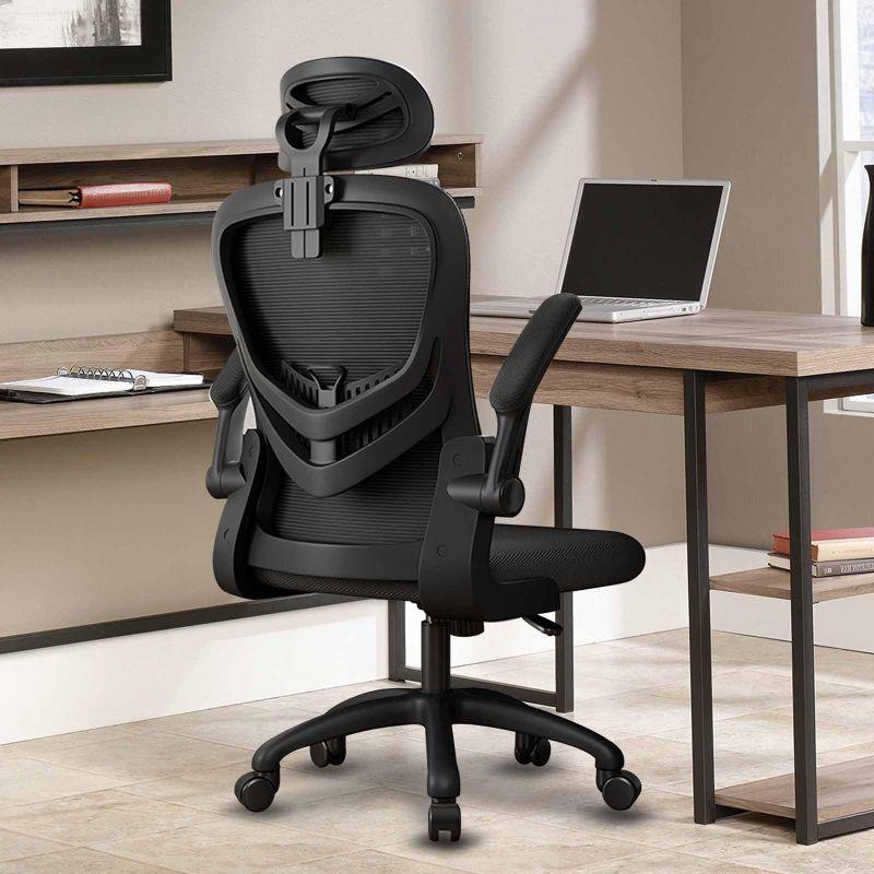 Fuwata オフィスチェア メッシュ パソコンチェア 人間工学椅子 事務椅子 疲れない ワークチェア 跳ね上げ式アームレストです 2Dヘッ