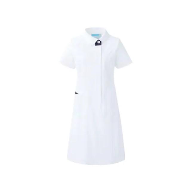 049 カゼン ナースワンピース 女性用 可憐で上品な丸襟と配色 透け防止 ストレッチ素材 ホワイト 医療用 看護師用 049 白衣ネット ヤフー店 通販 Yahoo ショッピング