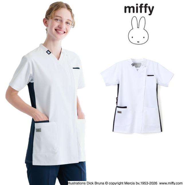 MFD5847 miffy ミッフィー スクラブ 男女兼用 ナガイレーベン フロントファスナー 動きやすい ストレッチ  透けにくい 制菌加工 制電 吸水 防汚