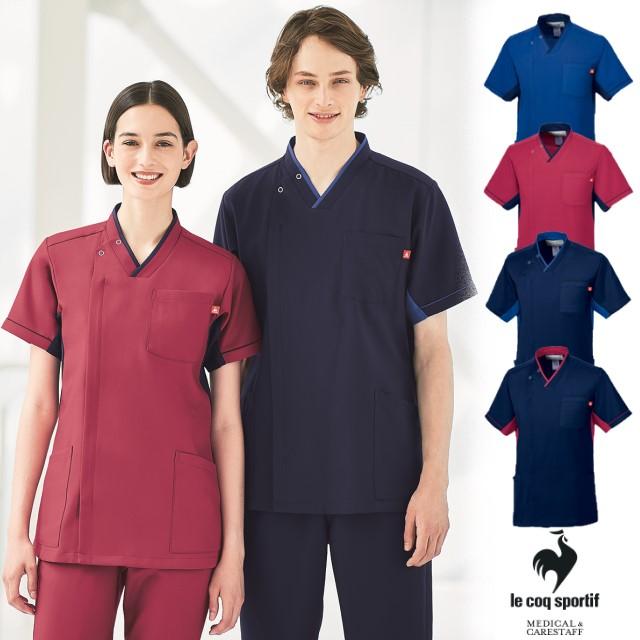 le coq sportif UQM1534 ルコック スクラブ 白衣 Vネック 男女