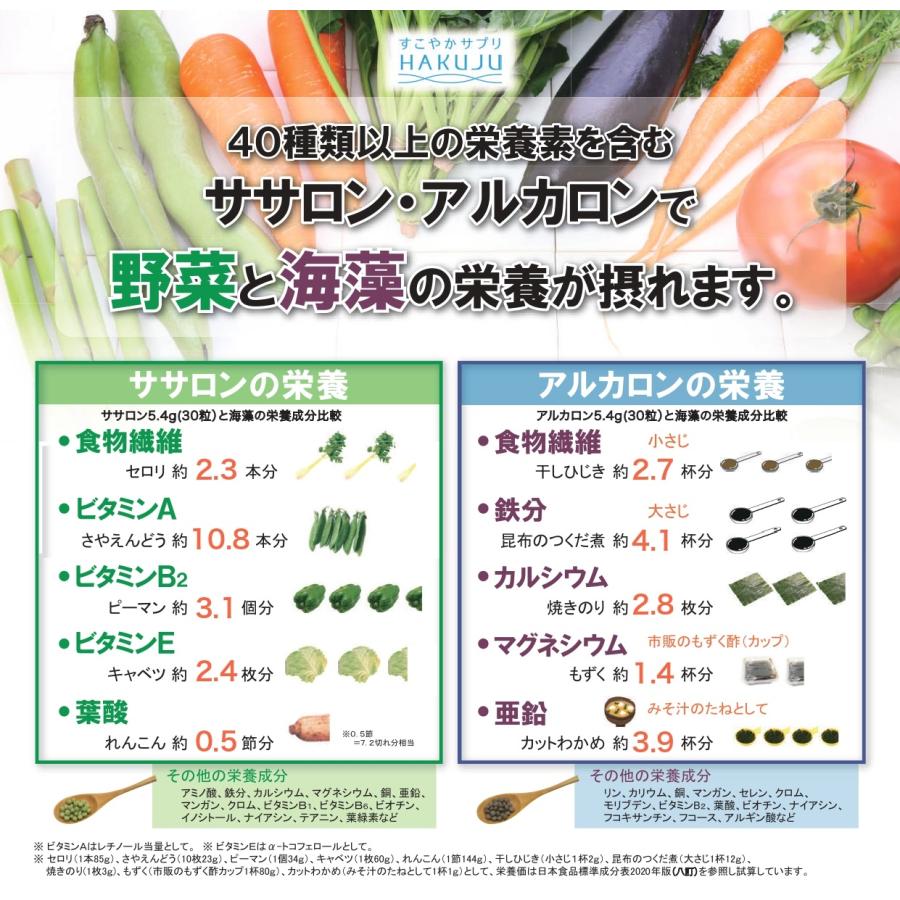 不溶性と水溶性2種類の食物繊維 ササロン・アルカロン顆粒 1包2g×各60