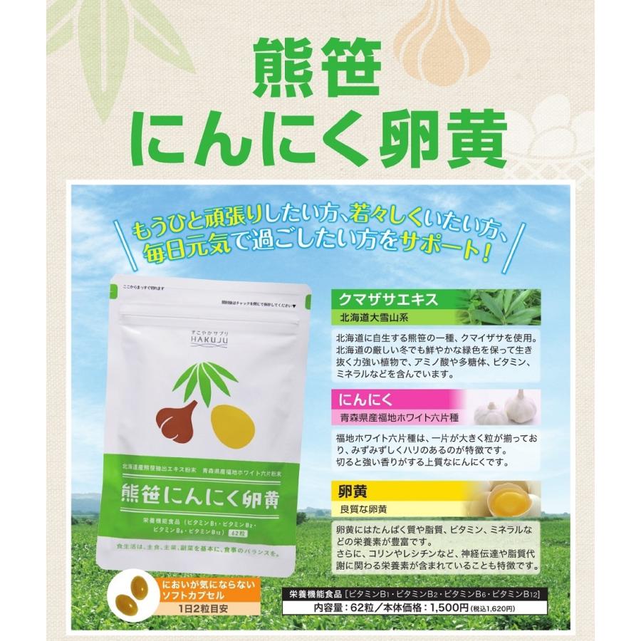 熊笹にんにく卵黄 4袋（約4ヶ月分）サプリ にんにく卵黄 ニンニク 健康食品 栄養機能食品 送料無料｜hakuju-net｜02