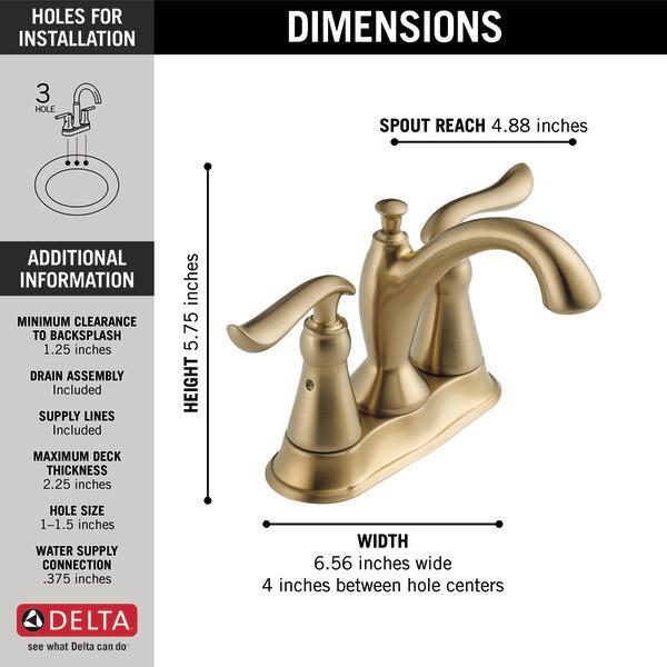 DELTA 洗面水栓 混合水栓 2ハンドル 4インチ 蛇口 節水 交換 リフォーム おしゃれ DIY 輸入水栓 デルタ シャンパンブロンズ リンデン/2594-CZMPU-DST｜hakuraiblend｜04