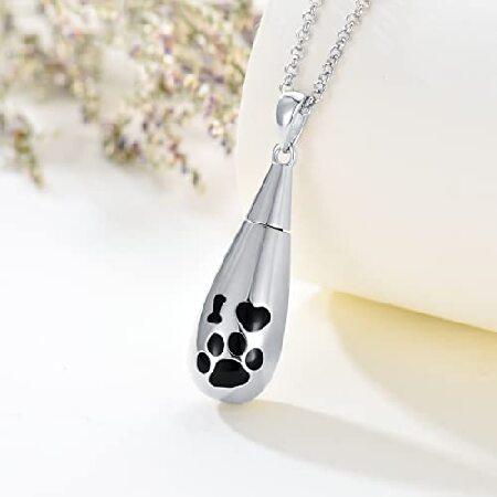 MEIDERBO Teardrop Dog Cat Urn Necklace for Ashes 925 Sterling