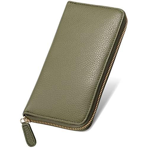 Mura 長財布 イタリアンレザー シュリンクレザー レディース 本革 A B07z8y8jnt 2521 レディースファッション グリーン 本革 薄利多売堂 長財布 スキミング防止 財布