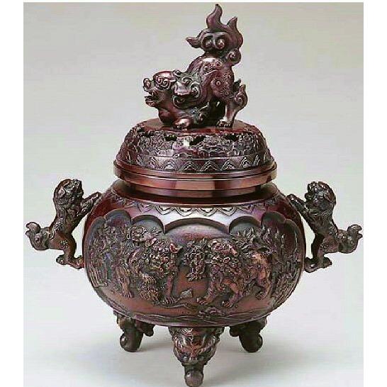 名入れ無料 の牡丹獅子地紋 高岡香炉 特大 牡丹獅子地紋 仏壇 仏具 仏事用香炉 40 香りの専門店伯林堂 仏事用香炉