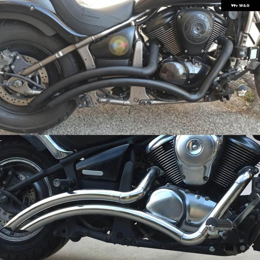 並行輸入品カワサキ VULCAN S 900 EN900 VN900 S900 全年式 オートバイ エキゾースト パイプ ステンレス ドラッグ パイプ キット サイレンサー マフラー_3