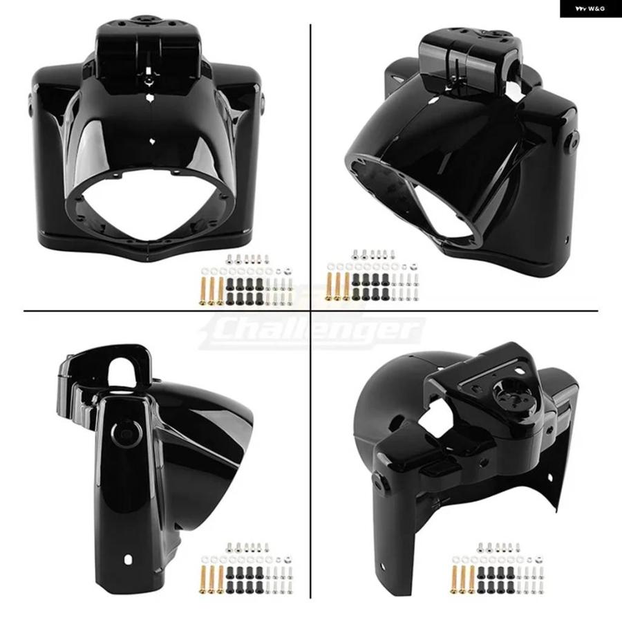 並行輸入品7インチ オートバイ ブラック ABS ラウンド ヘッドライト キャビンランプ マスク プロテクター ハーレー ツーリング ロードキング 2014-2023_3