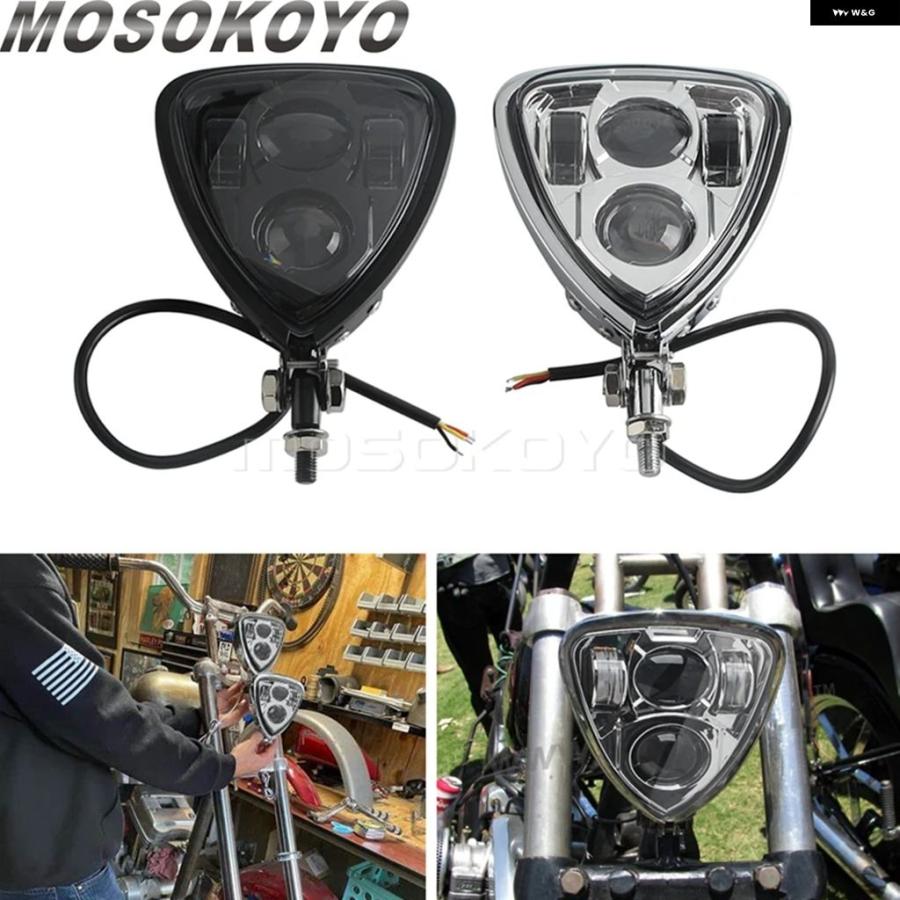 ブランド登録なし - 並行輸入品 自動二輪車 前照灯 三角形LED 上端照明ランプ 10MM 下つ方 マウント ハーレー クリーヴァ 運動競技はやりっ子 前照灯