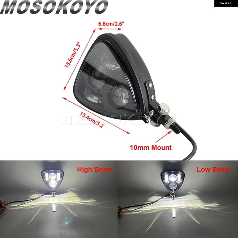 ブランド登録なし - 並行輸入品 自動二輪車 前照灯 三角形LED 上端照明ランプ 10MM 下つ方 マウント ハーレー クリーヴァ 運動競技はやりっ子 前照灯
