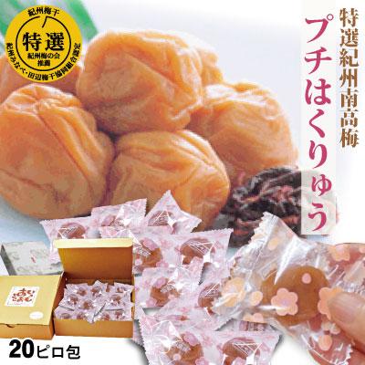 梅干し 特選 紀州 南高梅 プチはくりゅう 20個入 塩分約12％ 和歌山