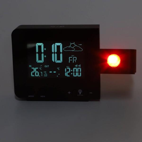 プロジェクションクロック 8色のバックライト付き温度表示 調整可能な天気表示 時計 (米国のプ｜hakusan-shop｜06
