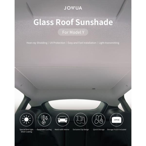 期間限定特価品 JOWUA ガラスルーフサンシェード テスラモデル Y に対応 両面高密度メッシュ生地 簡単折りたたみ
