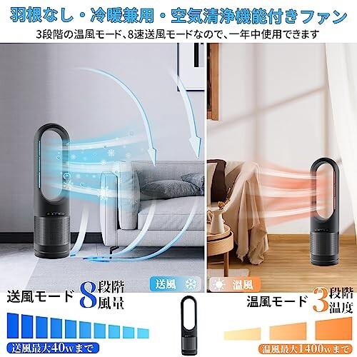 FUXNGZI 扇風機 タワーファン 羽根なし扇風機空気清浄機 リビング扇風機 縦型扇風機 サーキュレー｜hakusan-shop｜02