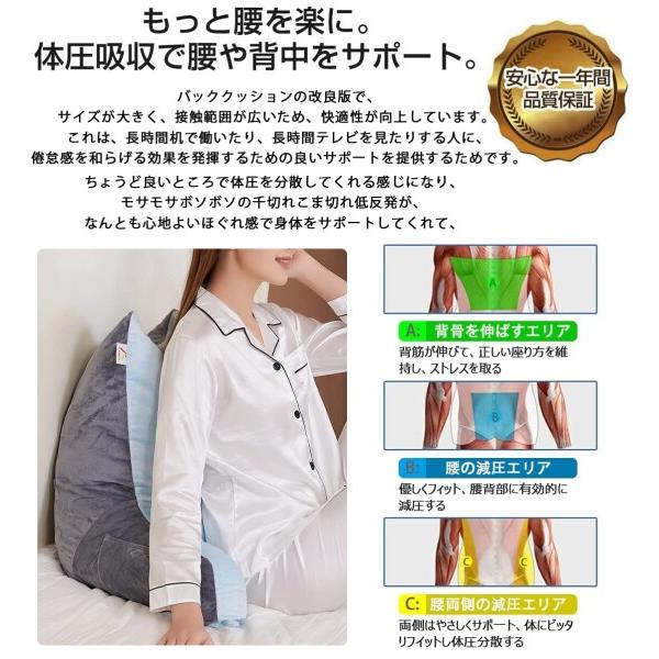 GANDA 背もたれ クッション 低反発 レストクッション 座椅子 腰楽クッション ソファクッション ベ｜hakusan-shop｜02