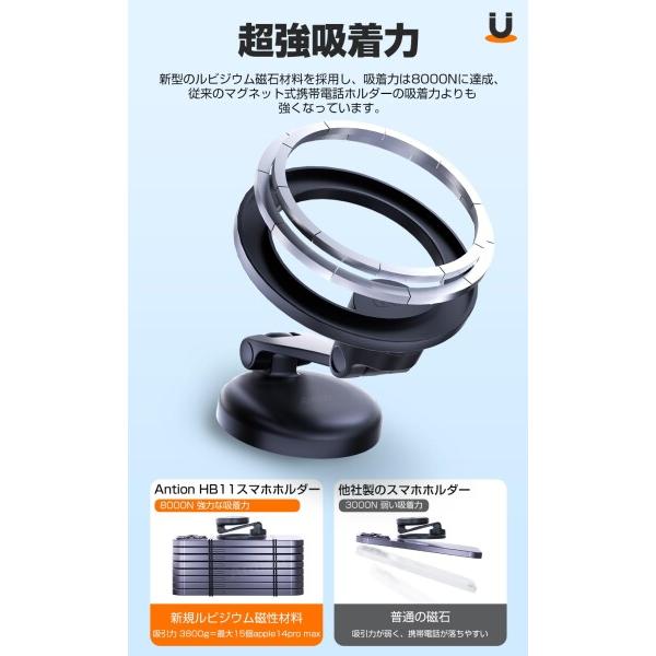 Antion マグネットスマホホルダー Magsafe対応 車載ホルダー 4関節調整可能 360°自由回転 高級アルミ ...