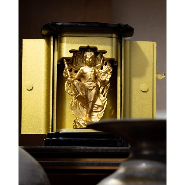仏像 烏枢沙摩明王 厨子入り(金メッキ/24金)仏師：牧田秀雲 原型＿（トイレの神様）お手洗い 洗_2