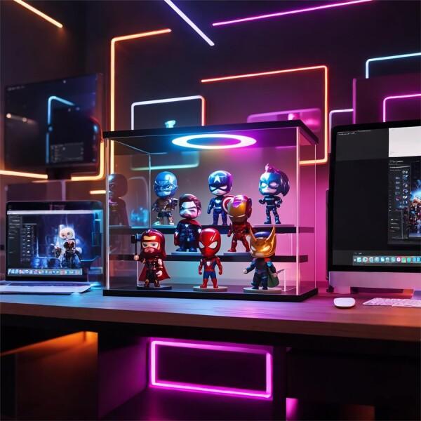 OTAKU フィギュアケース LED付き アクリルケース UVカット扉付きコレクションケース 組み立て式デの画像