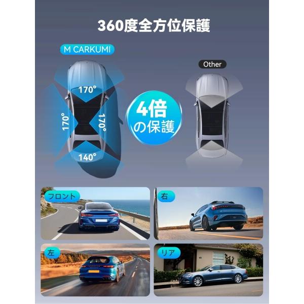 4カメラ ドライブレコーダー 360度 WiFi搭載 ドラレコ前後カメラ 小型