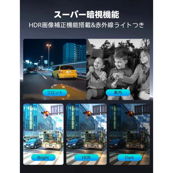 4カメラ ドライブレコーダー 360度 WiFi搭載 ドラレコ前後カメラ 小型