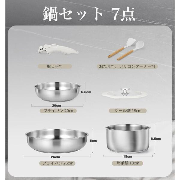KOCH SYSTEME CS ステンレス フライパン セット 7点 鍋セット とっての