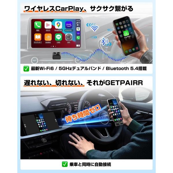 GETPAIRR Mirror Cast ミラーリング＆CarPlayワイヤレスアダプター