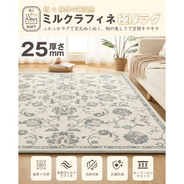 【特価セール】VK Living カーペット ラグ 極厚25mm ラグマット 厚 VK Living カーペット ラグ 極厚25mm ラグマット 厚手190×190cm 約2畳