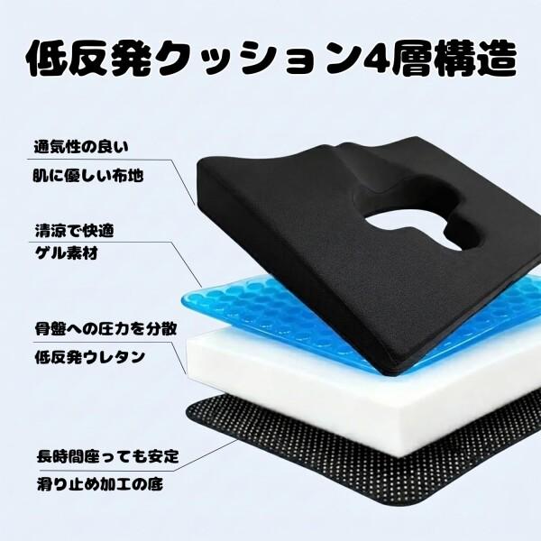 Rivquvi 低反発 椅子 クッション 加厚メモリーフォーム 人体工学 圧力分散 お尻が痛くならない 腰の画像
