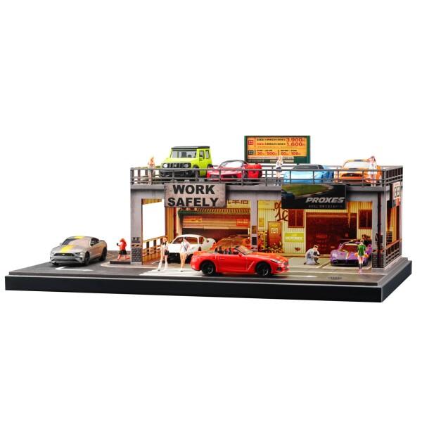 shoucangjiaライト付き 1/64スケールミニチュア景観シリーズ 駐車場