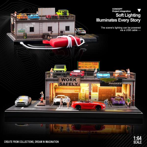 shoucangjiaライト付き 1/64スケールミニチュア景観シリーズ 駐車場